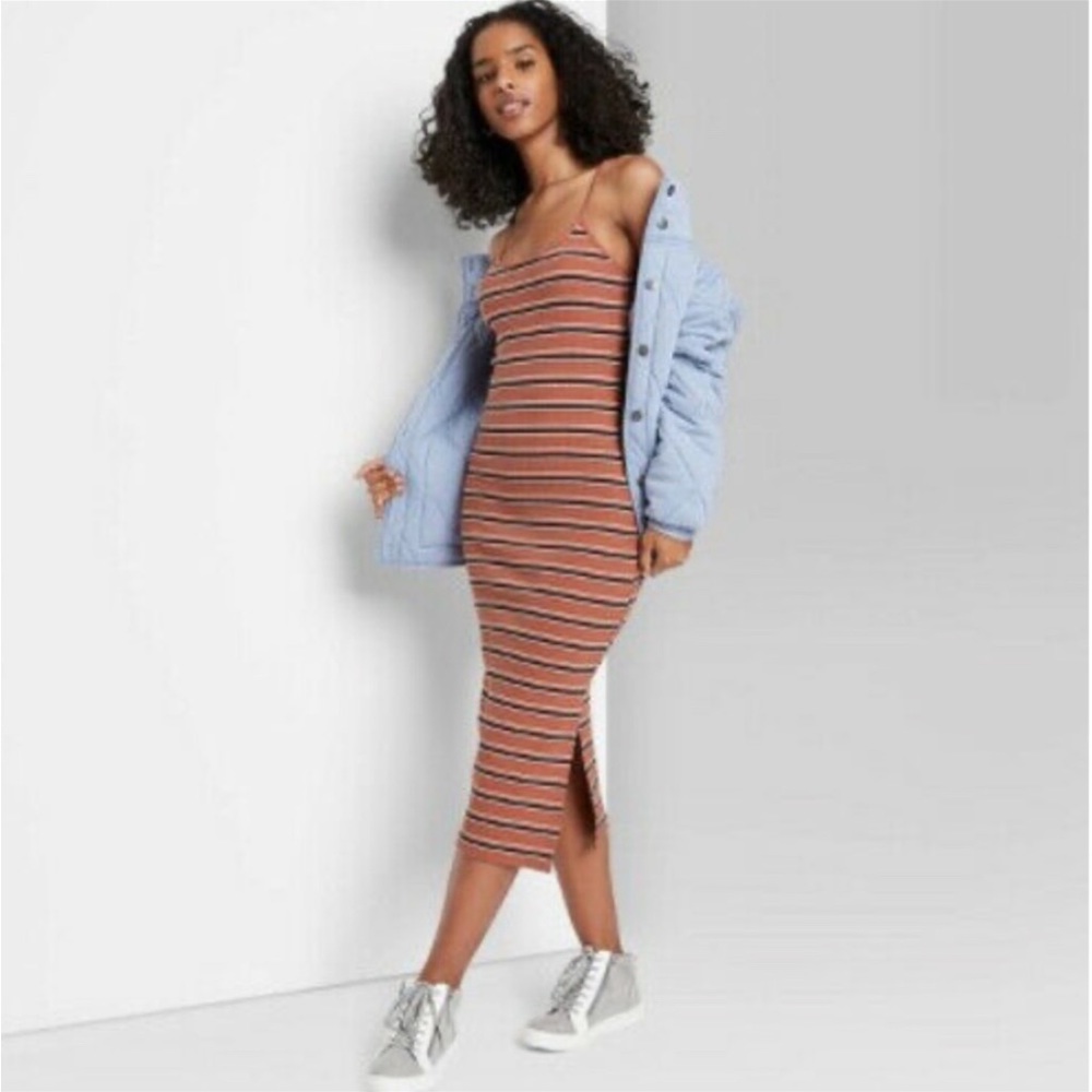Striped Ribbed Midi Dress - Picture 2 of 11